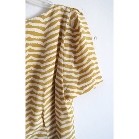 Marc Jacobs Yellow Striped Short Sleeve Silk Blouse - Size Medium - Picture 6 of 8